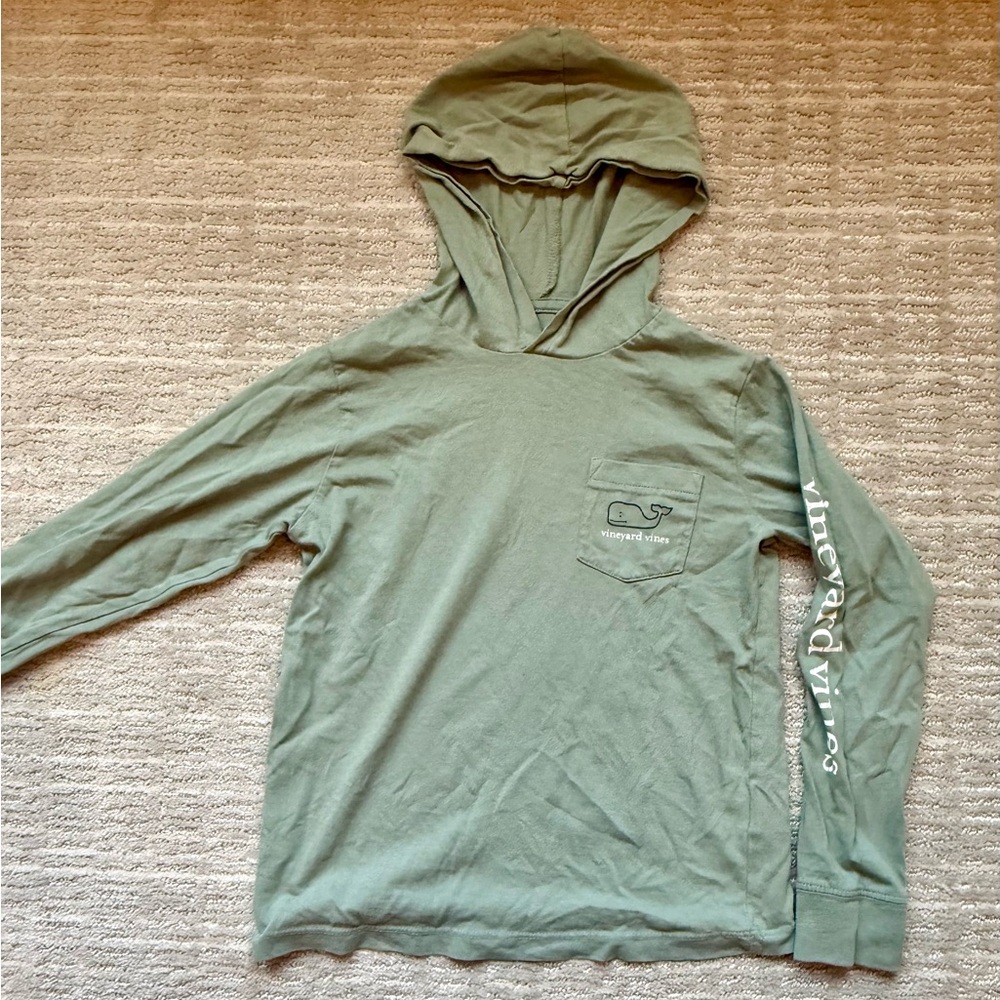 Vineyard Vines Kids Olive Green Pocket Hoodie